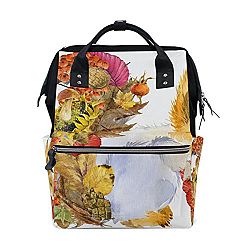 ALIREA Forest Animal Squirre Diaper Bag Backpack, Large Capacity Muti-Function Travel Backpack