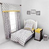 Bacati Dots/Pinstripes Grey/Yellow 4 Piece Toddler Bedding Set