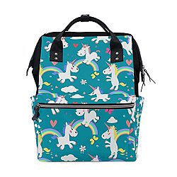 ALIREA Ponis Unicorn Pattern Diaper Bag Backpack, Large Capacity Muti-Function Travel Backpack