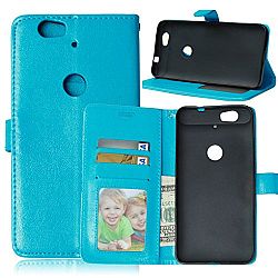 Nexus 6P case, LYO [Wallet Function] [Photo card slots] Stand Feature Premium PU Leather Wallet Folio Flip Case Protective Cover with 3 Cards Slot for Huawei Google Nexus 6P 5.7-Inch [Blue]