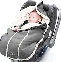 Wallaboo Bunting Bag Original, Luxurious Suede and Soft Faux Shearling, Fits Standard Size Car Seats , For 0 To 6 Months, Newborn, Grey