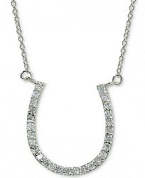 Giani Bernini Cubic Zirconia Horseshoe Pendant Necklace in Sterling Silver, 16" + 2" extender, Created for Macy's