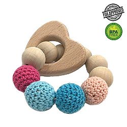 INCHANT Wooden Teether Crochet Beads Baby Teething Bracelet for Breastfeeding, Toddler Teether Toy