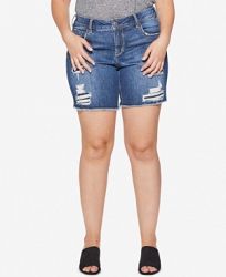 Silver Jeans Co. Plus Size Sam Distressed Bermuda Shorts