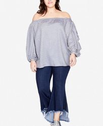 Rachel Rachel Roy Trendy Plus Size Frayed-Hem Flared Jeans
