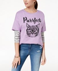 Pretty Rebellious Juniors' Purrfect Graphic T-Shirt