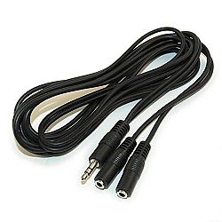 MyCableMart 6ft 3.5mm Mini-Stereo TRS Male to Y-Female (2) Stereo Speaker Extension Ca