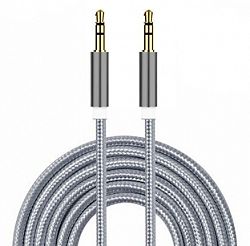 I-Sonite (Silver) Gold Plated Nylon Material Braided 3.5Mm Jack To Jack Connection Aux Auxiliary Audio Cable [ 3 Meter ] For Gionee A1 Plus