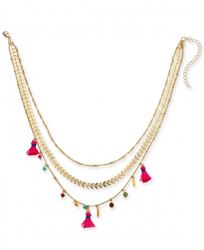 I. n. c. Gold-Tone Multicolor Bead & Tassel 15" Layered Necklace, Created for Macy's