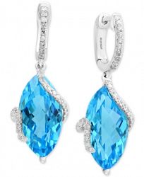 Ocean Bleu by Effy Blue Topaz (13-3/4 ct. t. w. ) & Diamond (1/4 ct. t. w. ) Drop Earrings in 14k White Gold