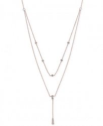 Diamond Bezel Layered 18" Lariat Necklace (1/4 ct. t. w. ) in 14k Rose Gold