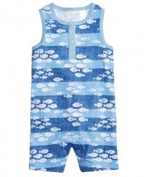 First Impressions Baby Boys Fish-Print Cotton Romper, Created for Macy's
