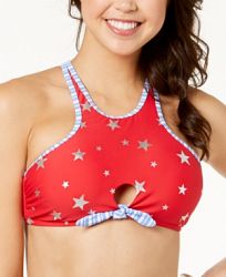 California Waves Juniors' Americana High-Neck Bikini Top, Created for Macy's Women's Swimsuit