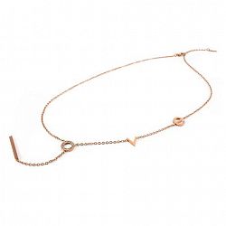 Pure316 - Womens Rose Gold Plated 316L Stainless Steel Love Y Necklace - Jkn-131Cz-R