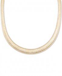 Italian Gold Omega Graduated Mesh 18" Collar Necklace in 14k Gold, Made it Italy