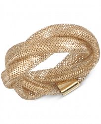 Italian Gold Openwork Braided Mesh Stretch Ring in 14k Gold, Made in Italy