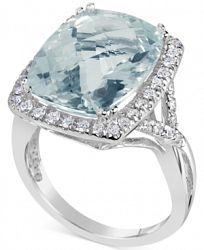 Aquamarine (9-1/2 ct. t. w. ) & Diamond (3/8 ct. t. w. ) Ring in 14k White Gold