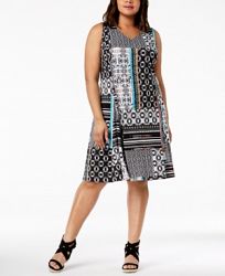 Ny Collection Plus Size Printed Fit & Flare Dress