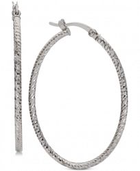 Giani Bernini Medium Textured Oval Hoop Earrings in Sterling Silver, Created for Macy's