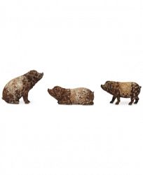 Pig Figurine with Distressed Finish, Set of 3