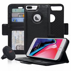 Navor Car Mount and iPhone 8 Plus Detachable Magnetic Wallet Case [Vajio Series] - Rose Gold
