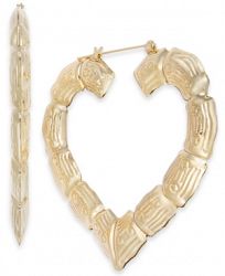 Thalia Sodi Gold-Tone Bamboo Heart Extra Large 2.5" Large Hoop Earrings, Created for Macy's