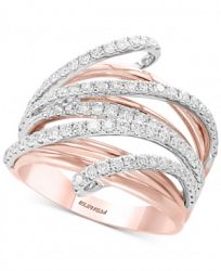 Pave Rose by Effy Diamond Multi-Row Ring (1-1/8 ct. t. w. ) in 14k Rose & White Gold