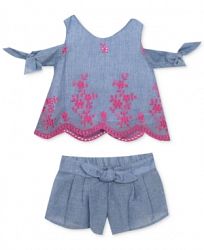 Rare Editions 2-Pc. Cold-Shoulder Top & Shorts Set, Baby Girls