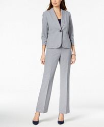 Le Suit Crosshatched One-Button Pantsuit