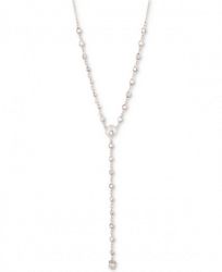 Marchesa Gold-Tone Imitation Pearl, Stone & Crystal Lariat Necklace, 16" + 3" extender