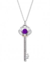 Amethyst (3/8 ct. t. w. ) & Diamond Accent Key 18" Pendant Necklace in Sterling Silver & 10k Gold