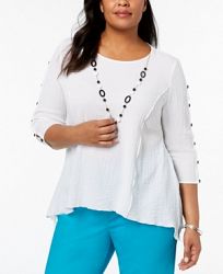 Alfred Dunner Barcelona Plus Size Necklace Tunic Top