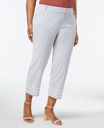 Charter Club Plus Size Striped Cropped Seersucker Pants, Created for Macy's