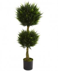 Nearly Natural 4' Artificial Double Ball Cypress Uv-Resistant Indoor/Outdoor Topiary