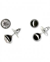 Charter Club Silver-Tone 2-Pc. Set Crystal Stud Earrings, Created for Macy's
