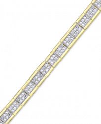 Diamond Accent Link Bracelet in 18k Gold-Plate & Silver-Plate