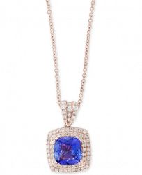 Final Call by Effy Tazanite (2-1/4 ct. t. w. ) & Diamond (3/8 ct. t. w. ) 18" Pendant Necklace in 14k Rose Gold