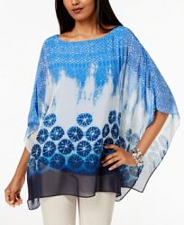 Jm Collection Petite Printed Poncho Top, Created for Macy's