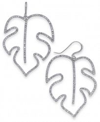 I. n. c. Silver-Tone Pave Palm Leaf Drop Earrings, Created for Macy's