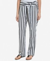 Ny Collection Striped Sash-Belt Soft Pants