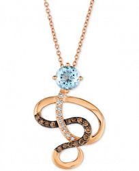 Le Vian Sea Blue Aquamarine (5/8 ct. t. w. ) & Diamond (1/4 ct. t. w. ) Swirl 18" Pendant Necklace in 14k Rose Gold