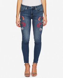 CeCe Floral-Embroidery Skinny Jeans