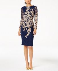 Xscape Floral-Embroidered Lace Dress