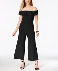 Love Scarlett Petite Off-The-Shoulder Ruffle Jumpsuit, Created for Macy's