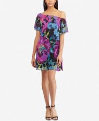 American Living Floral Print Georgette One-Shoulder Dress