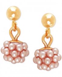 Imitation Pearl Cluster Drop Earrings in 14k Gold