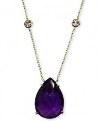 Amethyst (11 ct. t. w. ) & White Topaz (5/8 ct. t. w. ) Pendant Necklace in 14k Gold-Plated Sterling Silver, 16" + 2" extender