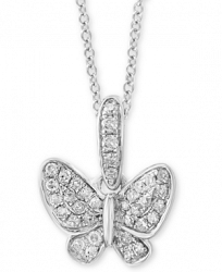Effy Kidz Children's Diamond Butterfly 14" Pendant Necklace (1/10 ct. t. w. ) in 14k White Gold
