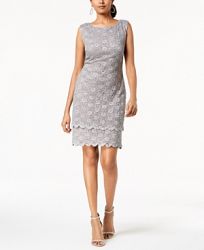 Connected Petite Sequined Lace Sheath Dress