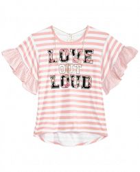 Belle Du Jour Big Girls 2-Pc. Striped Bell-Sleeve Top & Necklace Set